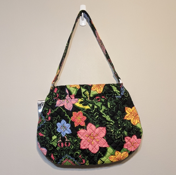 Maria Osmond Belladonna black floral Cotton quilted purse - Picture 2 of 11